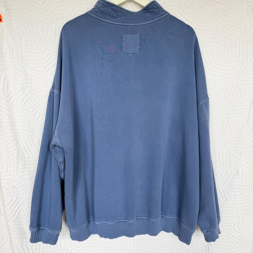 Aerie Getaway Quarter Snap Sweatshirt Oversized Washed Blue Fleece XL - Picture 5 of 7